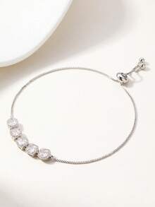 1pc Elegant Versatile Square Inlaid Pull Bracelet, Suitable As Holiday Gift For Friends, High Cost-Effective Luxury Accessory - Square Pull-out Bracelet - View 9