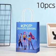 10pcs Cartoon Anime K-Pop Theme Gift Bags, Anime Character Pattern Merchandise, Suitable For Birthday Party, Theme Party And Candy Packaging - Girls - View 8
