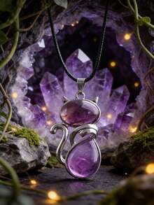 1pc Natural Amethyst Spiritual Tree Of Life Necklace - Hexagon Wrapped Heart Pendant To Enhance Energy; Healing Crystal, Ideal For Men And Women - Purple - View 15