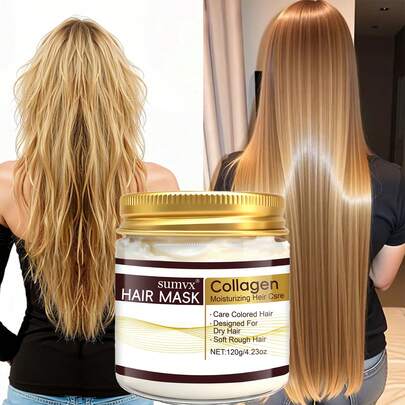 胶原蛋白角蛋白发膜 - 深层滋养干枯受损发质 - 恢复秀发光泽、强韧和弹性 - 富含摩洛哥坚果油、椰子油和乳木果油 - 滋养修护配方，令秀发健康亮泽 - 120克/4.23盎司