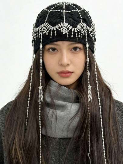 New Handmade Hair Chain, Fashionable Banquet Glass Tassel Hair Accessories, Princess Shaped Wedding Accessories