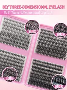 Extensiones de pestañas individuales DIY de 8-16MM, efecto natural y dramático, herramientas de maquillaje DIY para pestañas completas y densas - Negro - Ver 7