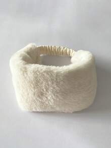 1pc Faux Fur Wide Elastic Headband, Warm & Windproof Winter Headwear For Women - Hair Band - View 10