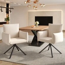 Dining Chairs - Beige + Linen - View 1