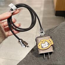 5个可爱猫鱼图案20W USB充电器头保护套，线缆保护套 - 無色 - 查看 4