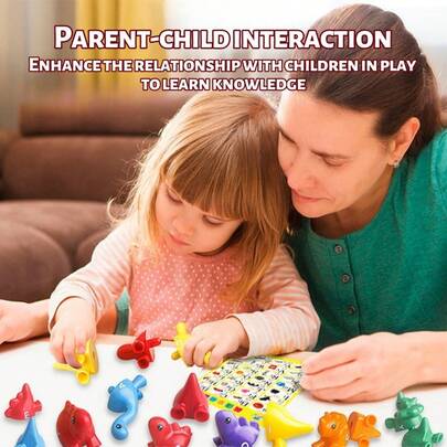  SKYQITIAN Dinosaur STEM Toy, Letter Matching And Counting: Early Childhood Math Education Set, Dinosaur Letter And Number Pattern Matching Game, Montessori Cognitive Education Toy, Suitable As An Educational Gift For Children Aged 2-5