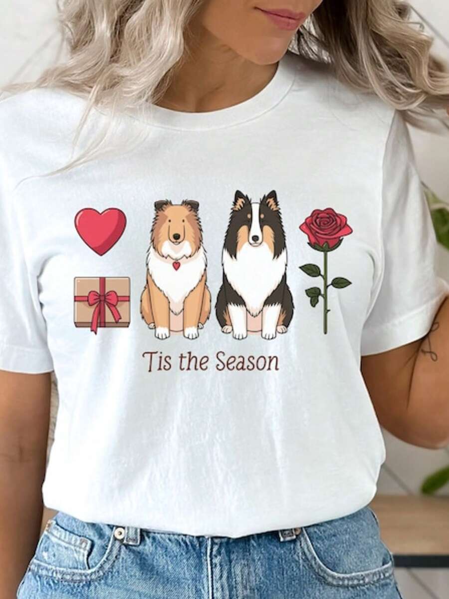 Collie Valentines T-Shirt Rough Collie Shirt For Valentines Collie Mom Gift Shirt For New Collie Mam - trắng - Xem 1