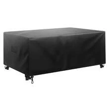 Housse de protection (1 à 4 pièces) pour mobilier de jardin et de terrasse, en tissu Oxford 420D. Housse imperméable et ventilée pour tables de terrasse rectangulaires ou carrées, adaptée à toutes les conditions climatiques. Bâche. - 330 x 214 x 71 cm - Voir 8