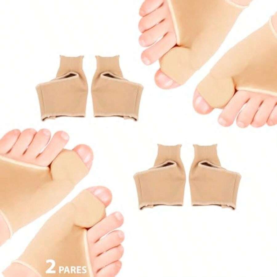 Feetly® Almoaa de Gel tector de uanetes con Manga [2 Pares] Separador de Dedos de Pie de Silicona Calcetín de Compresión para Dedo Gordo  Pie - Tratamiento allux Valgus Férula para Uso Diurno o Nocturno Bunion Cor 2 Pares - ige - 2 pares beige - Ver 1