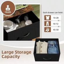 NomadCart Nightstand With 2 Storage Drawers, 20" Height Small Bed Side Furniture End Table, Wooden Top Fabric Cabinet Kids Night Stand Mini Dresser For Bedroom, Closet, Entryway, College Dorm - 黑色 - 查看 8