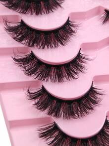 7 Pairs False Eyelashes Natural 3D Fluffy Faux Mink Eyelashes Wispy Lashes Volume Crossed Strip Lashes Fake Eyelashes With Black Band Eye Lashes Thick And Soft Curly Eyelashes For Parties Festival And Cosplay Manga Lashes - Criss Cross lashes - View 4