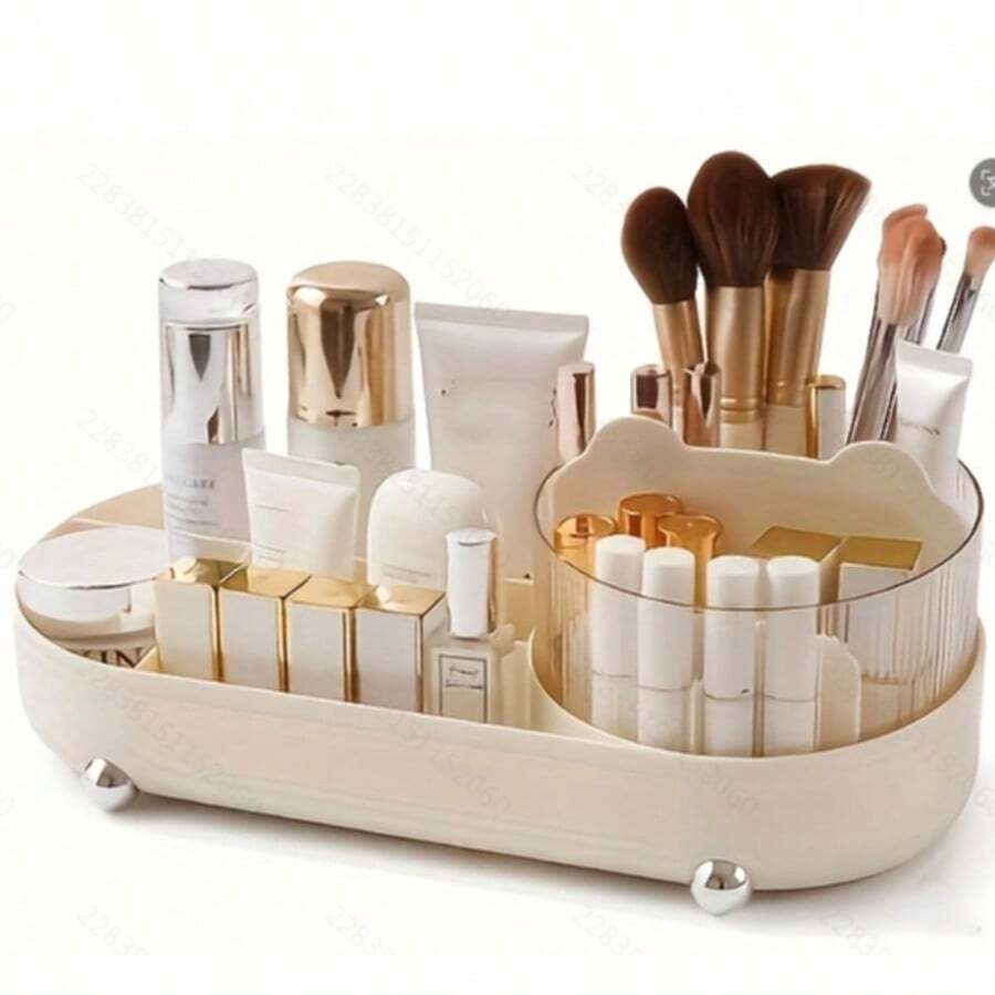 360-Degree Rotating Makeup Brush Holder, Office Pen Cup, Cosmetic Organizer, Rotating Storage Container, Desktop Storage Box, Large-Capacity Organizer With Premium Texture, Rotating Desktop Storage Holder