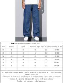2026 New Men's Solid Color Black, Blue, Light Blue Straight Leg Jeans, Men's Loose Casual Jeans Pants, Fashionable, Versatile And Comfortable, Can Be Worn All Year Round - 黑色 - 查看 5