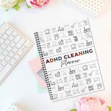 Adhd Cleaning Planner For Adults And Teens Adhd Cleaning And Organizing Planner Cleaning Schedule And Checklist Notebook List Daily Weekly Monthly For Home Chore Chart Adhd Daily Planner - Black and White - View 2