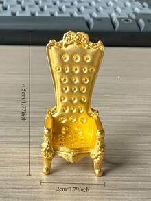 1 pezzo Statuetta in metallo dorato stile retrò del Trono della Regina, mini decorazione da scrivania per computer, decorazione per la casa - Mini - Visualizzare 2