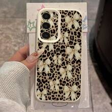 1个TPU材质时尚豹纹波点蝴蝶结设计手机壳，兼容三星/A05s/A12/A13/A14/4G/A15/A21s/A23/A25/A32/5G/A34/A35/A50s/A51/A52/A53/A54/A55/A71/A72/A73/S10/S20FE/S20Ultra/S21Ultra/S22/S22Plus/S23/S24、红米/10C/12C/NOTE10/11/12/13/ProPlus/Note8/9Pro，全包防震软壳保护套 - 白色 - 查看 2