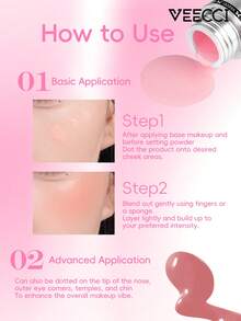 VEECCI 保湿腮红，水润质地，提亮肤色，持久妆效，集腮红、高光、修容于一体，适合新手使用 - C01 Milky Pink - 查看 8