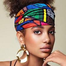 Boho Headbands For Women Colorful Geometrical Hairband Styles Bands Wide Knotted Wraps Bandanas Turbans Hair Accessories (Pack Of 4)  Boho    Polyester    Twist - 彩色 - 查看 10
