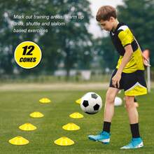 Kit de entrenamiento de velocidad y agilidad Escalera de agilidad Escalera de fútbol con 12 peldaños, 12 conos y 4 estacas Equipo de entrenamiento de fútbol Kit de entrenamiento de velocidad y agilidad para fútbol, baloncesto, béisbol y hockey - Amarillo - Ver 3