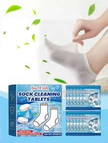 Jue Fish;5G*12pieces;Socks Cleaning Effervescent Tablets Gently Clean Stubborn Stains,Ocks Cleaning Tablets, Clean And Fragrant White Socks Cleaning Tablets - Solid State - View 2