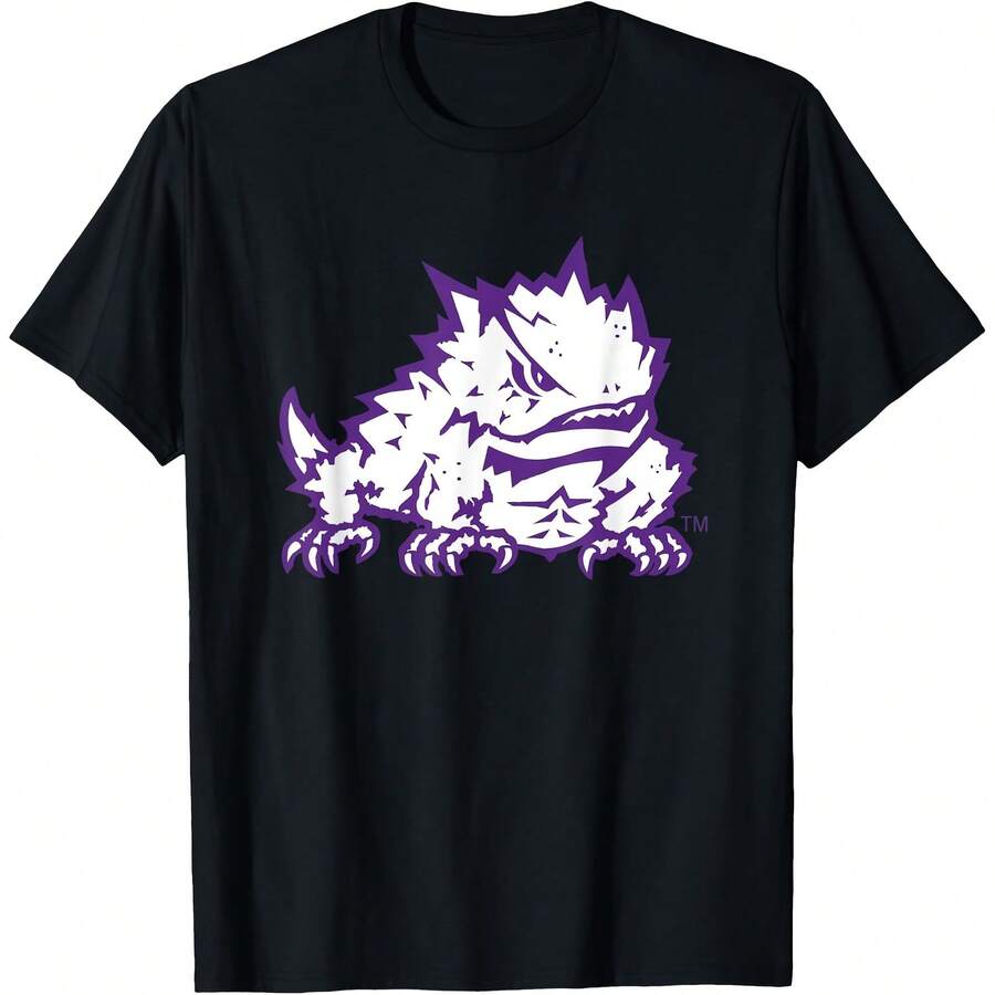 TCU Horned Frogs Mascot Officially Licensed T-Shirt All Seasons,220g Pure Cotton Single-Sided Printed Crew Neck Short-Sleeved T-Shirt,Unisex Top,Base Layer - 顏色8 - 查看 1
