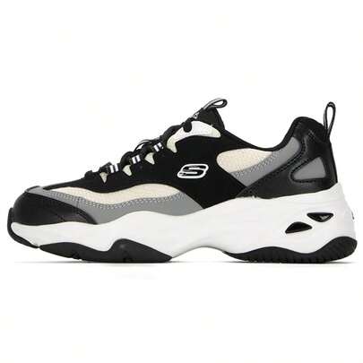 Skechers 女士休闲鞋，舒缓熊猫鞋，D'LITES系列时尚系带运动鞋，适合户外及日常休闲穿着，舒适百搭，896144-BKW