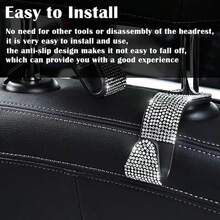 2个创意后座靠背挂钩，镶嵌钻石，隐藏式汽车安装挂钩 - 鑲鑽 - 查看 8