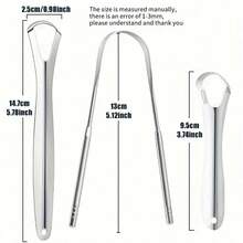 3 Packs Stainless Steel Tongue Scrapers, Reusable Oral Cleaners For Fresh Breath & Bad Breath Removal - Silver - View 7