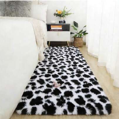 1pc Leopard Print Faux Fur Decorative Carpet, Decorative Rug, Bedroom Decor, Small Rug, Carpet, Home Decor, Living Room Carpet, Small Living Room Rug, Bedroom Rug, Living Room Home Decor, Outdoor Rug, Washable Carpet