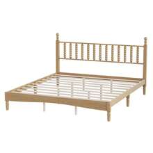 MERAX King Size Wood Platform Bed With Gourd Shaped Headboard,Retro Style Platform Bed With Wooden Slat Support,Natural - King Size-Natural - View 10