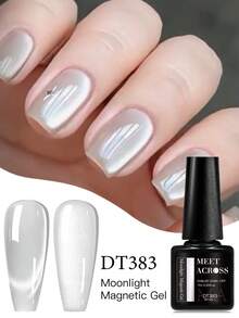 MEET ACROSS 1瓶7毫升月光猫磁性凝胶指甲油，银色半永久闪粉磁性凝胶，需使用UV/LED灯卸甲，可作绘画美甲设计，适合家庭和美甲沙龙DIY美甲用品 - 銀色 - 查看 1