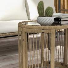 Rattan Garden Furniture Set Including A Sun Lounger, A Coffee Table, A Two-Seater Sofa And Cream-Colored Seat Cushions For Terrace And Balcony. - 白色 - 查看 7
