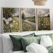 3pcs/Set, Estampado de Primavera Melancólica, Arte de Pared de Primavera, Pósteres de Estampados Vintage de Primavera Decoración de Campo, Decoración del Hogar Oscura, Decoración de Pared, Arte en Lienzo para Sala de Estar, Dormitorio, Cocina, Oficina en Casa, Café, Bar, Dormitorio, Pasillo, Decoración de Habitación, Sin Marco - 735 - Ver 3