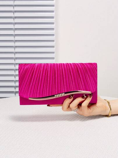 Bolso de noche con borde metálico elegante, bolso de hombro/embrague con cierre magnético estilo coreano para mujer, bolso cruzado ligero adecuado para negocios, boda, gala, fiesta, reunión festiva