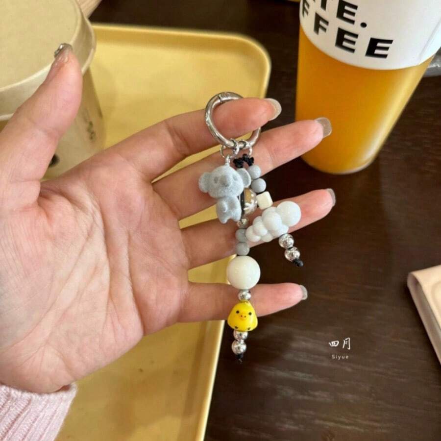 Cute Koala & Chick Beaded Pendant Phone Lanyard, Sweet CCD Hanging Strap, Girl/Women Gift, Kawaii Accessory - Koala and Chick Keychain (Collector's Choice Includes Free Pendant) - View 1