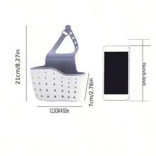 1pc Adjustable Press Button Sink Draining Hanging Baskets Kitchen Storage Shelf Faucet Sponge Double Draining Hanging Basket, Kitchen Supplieshome Appliances Accessories Gadgets Tools Christmas Stuff Cooking Christmas - 白色 - 查看 2