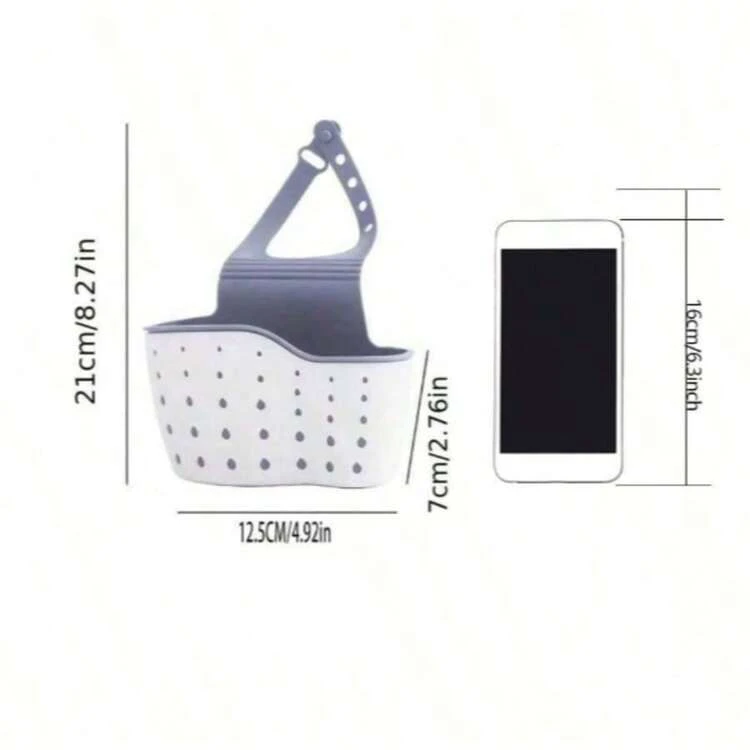 1pc Adjustable Press Button Sink Draining Hanging Baskets Kitchen Storage Shelf Faucet Sponge Double Draining Hanging Basket, Kitchen Supplieshome Appliances Accessories Gadgets Tools Christmas Stuff Cooking Christmas - trắng - Xem 2