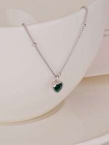 GAGAFEEL 1 chiếc dây chuyền bạc 925 hình trái tim tinh tế, đính đá Cubic Zirconia nhỏ nhắn, món quà độc đáo dành cho bạn gái, quà sinh nhật cho người yêu. - Bạc - Xem 6