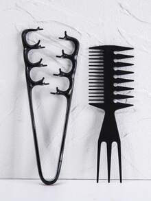 WANMEI 3pcs Textured Hair Brush Set, Volumizing Wide Tooth Comb, Fluffy Wide Tooth Curling Comb, Men's Textured Styling Brush For Volume, Double-Sided Wide Tooth Textured Brush, Unisex Hair Styling Tool - Black - View 13