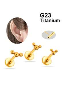 Toppiercing 1 pieza Pendiente de Labio con Forma de 3 Bolas de Aleación de Titanio G23/F136 - Multicolor - Ver 11