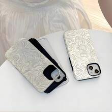 Funda de teléfono 2 en 1, con imagen de líneas abstractas, protección 3D completa, superficie mate a prueba de polvo, función de amortiguación integrada, color duradero, tacto suave, diseño de impresión de cobertura total. Compatible con phone17/16/15 pro/promax/plus/14/13/12/11/galaxy S21/22/23/24/25 PLUS/ULTRA - Blanco - Ver 6