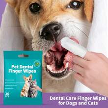 100pcs/Set Disposable Finger Toothbrush, Pet Dental Cleaning Finger Sleeves Wet Wipes, Suitable For Cats And Dogs Oral Care After Meals, 20pcs/Pack - Multicolor - View 2