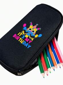 Simple Fit Dandy'S World Yatta Toon  Student-Friendly 2PC Backpack Set Shoulder Bag Pencil Case Large Capacity Laptop Unisex Gift - 黑色 - 查看 6
