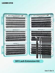 600pcs Delicate Cluster False Eyelashes - DIY Individual Lashes, Natural D Curl 9-16mm, Ultra-Soft Lash Stems, Reusable 30D/40D/50D/60D/80D/100D - Multicolor - View 2