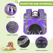 ALLSOPETS Sac à dos pliable pour chien et chat avec fenêtre respirante et crochet de , sac à dos de transport pour chien avec ouverture frontale pour les voyages, la randonnée et les promenades (Lavande) - Gris nuage - Voir 11