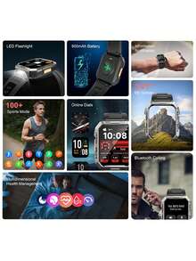 Blackview Smart Watch W60 Global Version With Built-In LED Flashlight, IP68 Waterproof & Dustproof, High-Quality Call Dialing And Answering, 2.01" Large Touchscreen, 900mAh Large Battery Capacity, 30-Day Usage After One Charge - Black - View 2