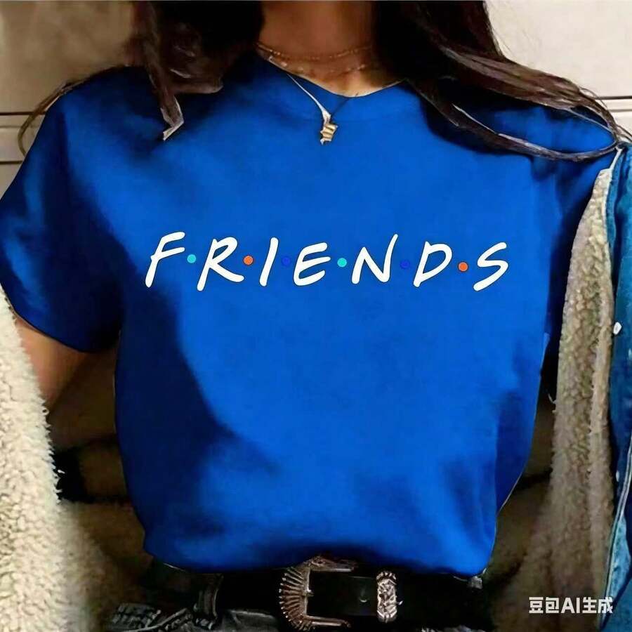 Refreshing SummerFashion Friends TV Show Funny Cartoon T Shirt Women Graphic Best Friends Harajuku T-Shirt Korean Style Tshirt Top Female 2026 - 藍色 - 查看 1