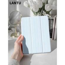 Stylish Pink Striped Design Flat Protective Case, Compatible With IPad 10.2", IPad (A16) 11", 11th Gen 2025 IPad 9th/10th, IPad Air 4th 10.9", Galaxy Tab S6 Lite 10.4", /, Anti-Drop, Pen Slot, Sleep/Wake Support, Romantic Gift - Xanh nhạt - Xem 2