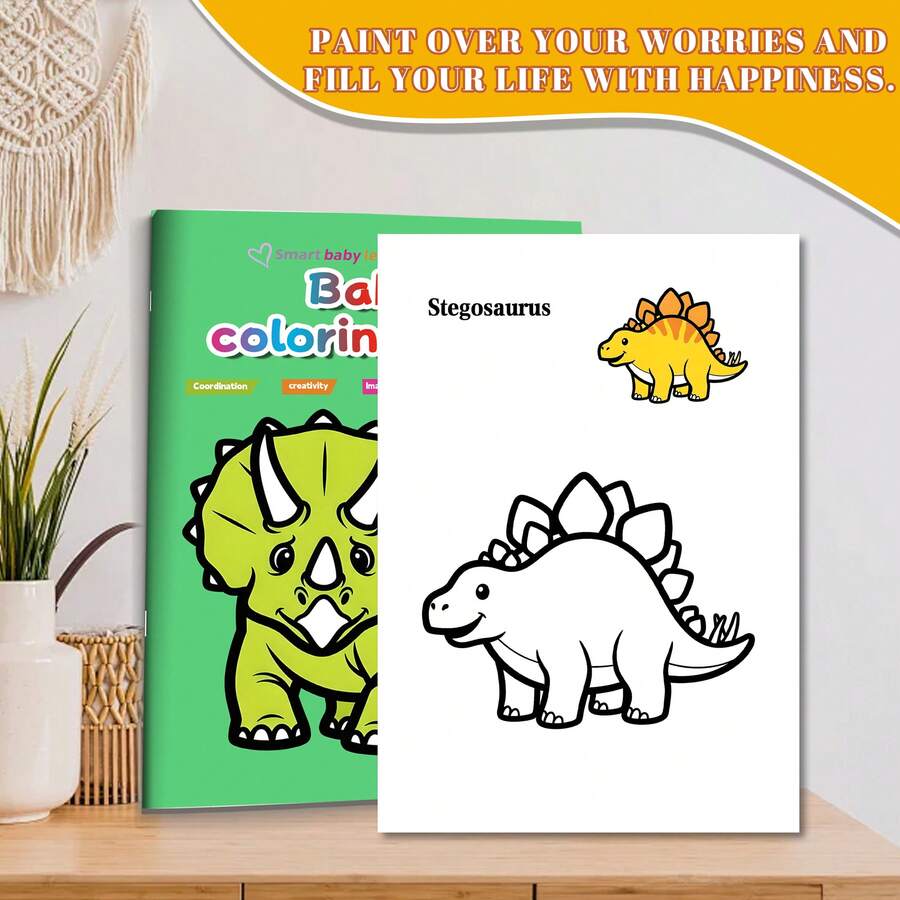 GDTME Buku Mewarnai Bertema Dinosaurus Dua Sisi Ukuran A5, 32 Halaman, untuk Anak-anak, Hadiah Luar Biasa untuk Hari Ibu dan Hari Ayah