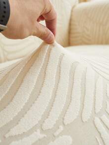 1pc Thickened Stretch Sofa Slipcover With Leaf Pattern, Ruffled Design, Dust-Proof And Dirt-Resistant, Suitable For Bench, Living Room Sofa, Living Room Furniture, Machine Washable - Beige - View 7